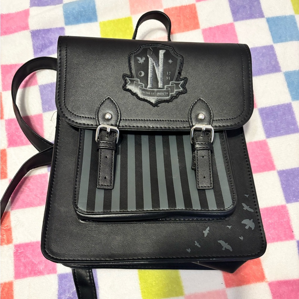 Stylish Black Striped Women's Backpack